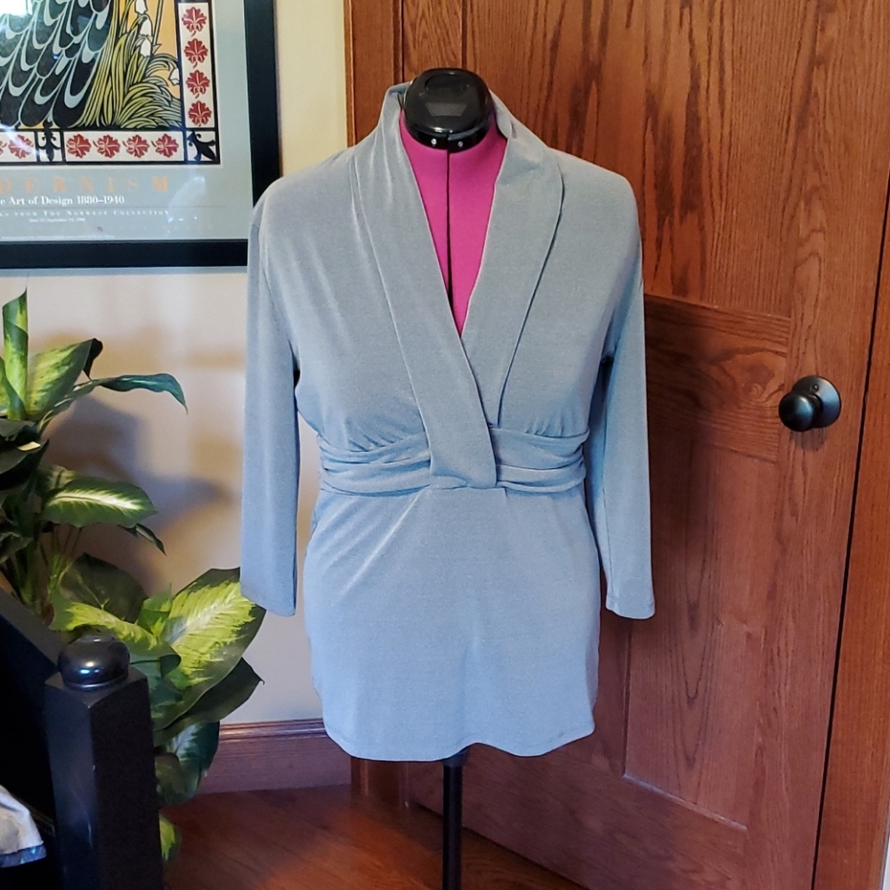 NY&Co wrap-style gray blouse, XL